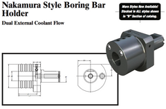 Nakamura Style Boring Bar Holder (Dual External Coolant Flow) - Part #: NK52.3050 - Industrial Tool & Supply