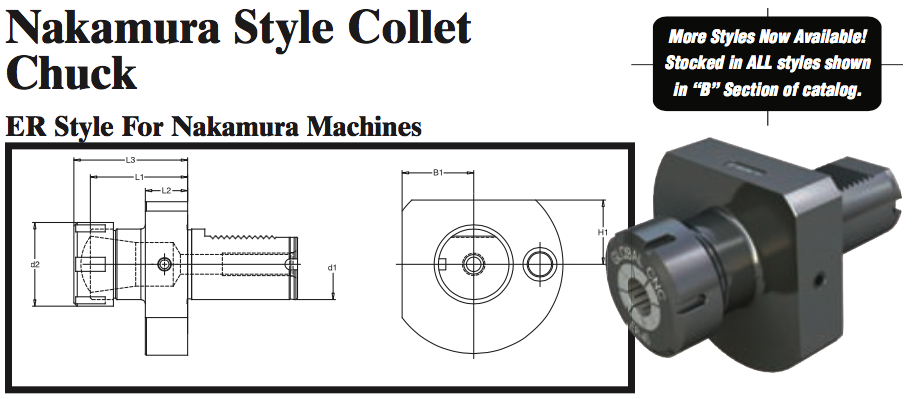 Nakamura Style Collet Chuck (ER Style For Nakamura Machines) - Part #: NK53.3025 - Industrial Tool & Supply