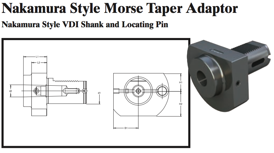 Nakamura Style Morse Taper Adaptor (Nakamura Style VDI Shank and Locating Pin) - Part #: NK71.5040 - Industrial Tool & Supply