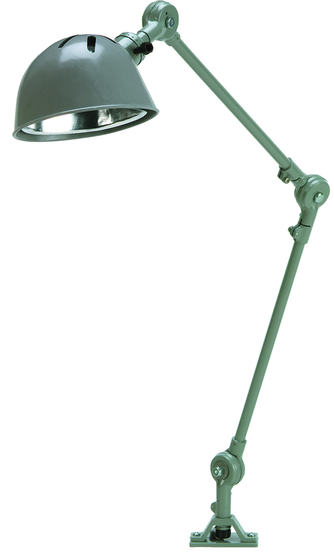 14" Uniflex Machine Lamp; 120V, 60 Watt Incandescent Light, Screw Down Base, Oil Resistant Shade, Gray Finish - Industrial Tool & Supply