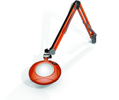 Green-Lite® 5" Brilliant Orange Round LED Magnifier; 43" Reach; Table Edge Clamp - Industrial Tool & Supply