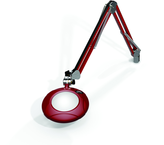 Green-Lite® 5" Blazing Red Round LED Magnifier; 43" Reach; Table Edge Clamp - Industrial Tool & Supply