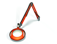 Green-Lite® 6" Brilliant Orange Round LED Magnifier; 43" Reach; Table Edge Clamp - Industrial Tool & Supply