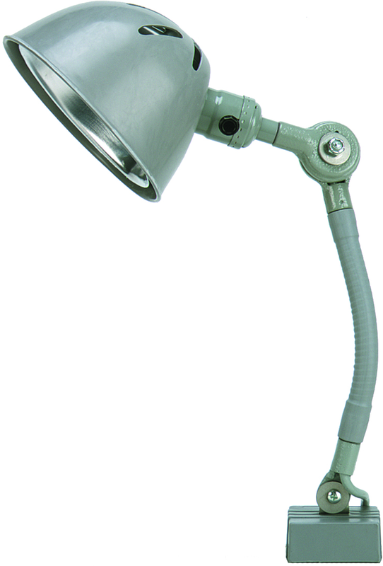 9" Uniflex Machine Lamp; 120V, 60 Watt Incandescent Light, Magnetic Base, Oil Resistant Shade, Gray Finish - Industrial Tool & Supply