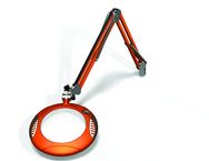 Green-Lite® 7-1/2" Brilliant Orange Round LED Magnifier; 43" Reach; Table Edge Clamp - Industrial Tool & Supply