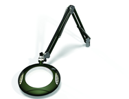 Green-Lite® 7-1/2" Racing Green Round LED Magnifier; 43" Reach; Table Edge Clamp - Industrial Tool & Supply