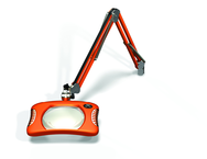 Green-Lite® 7" x 5-1/4"Brilliant Orange Rectangular LED Magnifier; 43" Reach; Table Edge Clamp - Industrial Tool & Supply