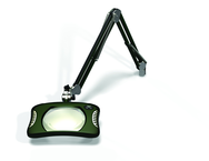 Green-Lite® 7" x 5-1/4"Racing Green Rectangular LED Magnifier; 43" Reach; Table Edge Clamp - Industrial Tool & Supply