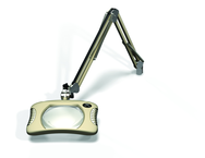 Green-Lite® 7" x 5-1/4"Shadow White Rectangular LED Magnifier; 43" Reach; Table Edge Clamp - Industrial Tool & Supply