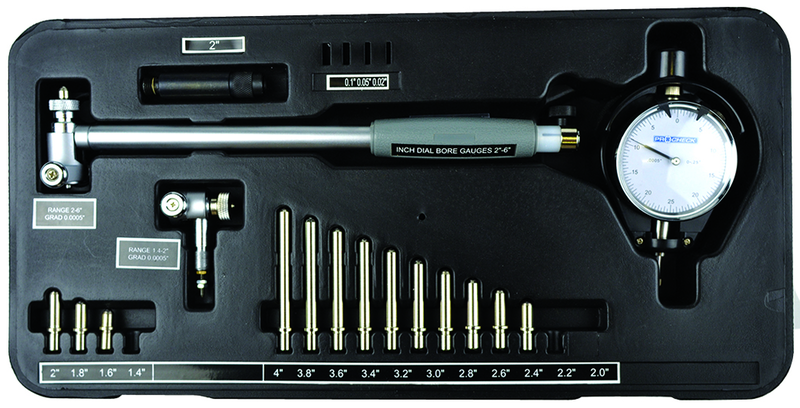 35-150mm Dial Bore Gage Set - .01mm Graduation - Extended Range - Industrial Tool & Supply