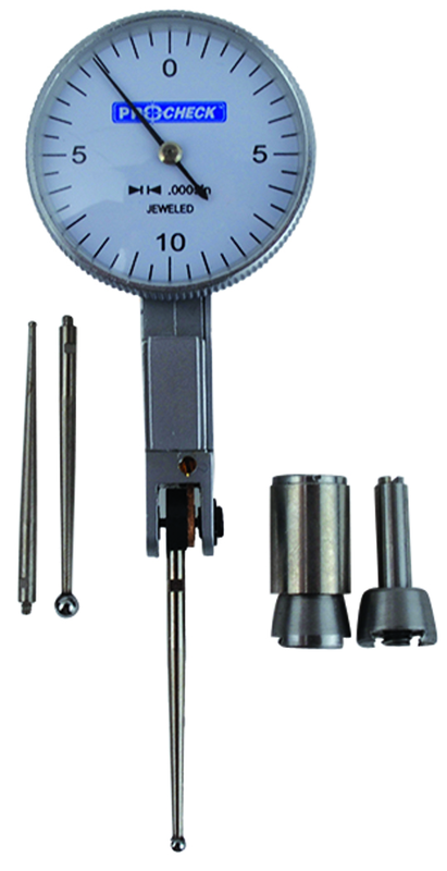 3x1.437" - Long Point - Test Indicator - 0.02/0.0005" White Dial - Industrial Tool & Supply