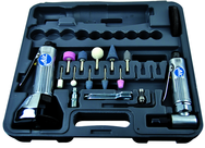 #2060 - Pneumatic Cut-Off Tool & Right Angle Grinder Kit - Includes: 1) each: Angle Die Grinder with collets; 3" Cut-Off Tool; Air Fitting (3) Cut-Off Wheels; (10) Mounted Points; (3) Spanner Wrenches; and Case - Industrial Tool & Supply