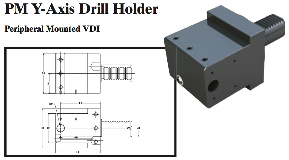 PM Y-Axis Drill Holder (Peripheral Mounted VDI) - Part #: PM59.4012D - Industrial Tool & Supply