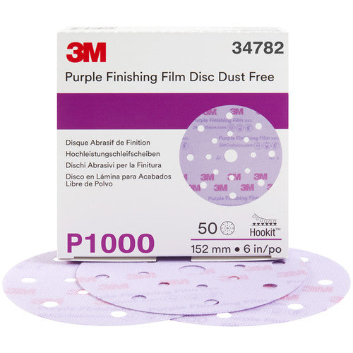 3M Hookit Purple Finishing Film Abrasive Disc 260L 34782 6″ Dust Free P1000 - Exact Industrial Supply