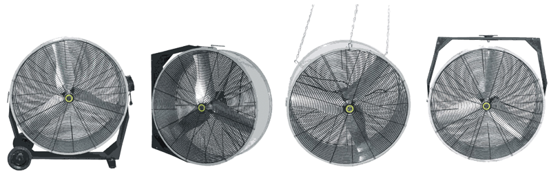 30" Hanging / Ceiling / Wall / Portable Direct Drive 4-in-1 Fan - Industrial Tool & Supply