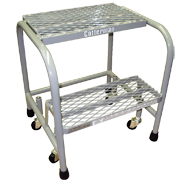 Model 1000; 2 Steps; 18 x 19'' Base Size - Steel Mobile Platform Ladder - Industrial Tool & Supply