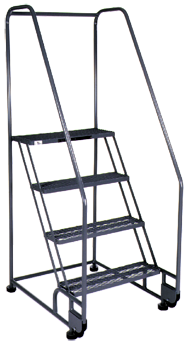 Model 3TR26; 3 Steps; 28 x 30'' Base Size - Tilt-N-Roll Ladder - Industrial Tool & Supply