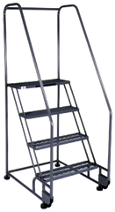 Model 4TR26E4; 4 Steps; 28 x 47'' Base Size - Tilt-N-Roll Ladder - Industrial Tool & Supply