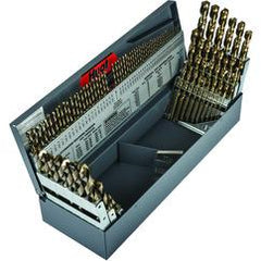 115 Pc. 3 in 1 (1/16" - 1/2" by 64ths / A-Z / 1-60) Cobalt Bronze Oxide Jobber Drill Set - Industrial Tool & Supply