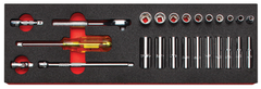 Proto® Foamed 1/4" Drive 25 Piece Combination Socket Set w/ Classic Pear Head Ratchet  - Full Polish - 6 Point - Industrial Tool & Supply