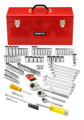 Proto® 1/4", 3/8" & 1/2" Drive 125 Piece Socket Set- 6, 8 & 12 Point w/ box J9975R - Industrial Tool & Supply