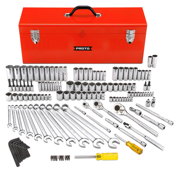 Proto® 1/4", 3/8" & 1/2" Drive 148 Piece Socket Set- 6 & 12 Point w/Box J9969R - Industrial Tool & Supply