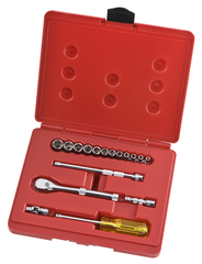 Proto® 1/4" Drive 17 Piece Metric Socket, Combination Set - 6 Point - Industrial Tool & Supply