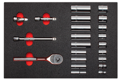 Proto® Foamed  3/8" Drive 22 Piece Socket Set w/ Classic Pear Head Ratchet - Full Polish - 6 Point - Industrial Tool & Supply