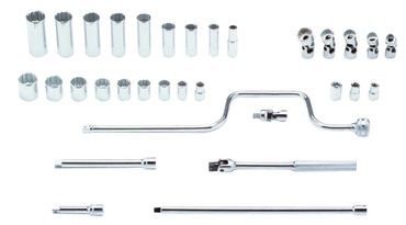 Proto® 3/8" Drive 33 Piece Socket, Combination Set - 12 and 8 Point - Industrial Tool & Supply