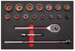 Proto® Foamed 1/2" Drive 18 Piece Socket Set w/ Classic Pear Head Ratchet - Full Polish - 12 Point - Industrial Tool & Supply