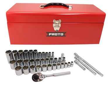 Proto® 3/8" & 1/2" Drive 39 Piece Combination Socket Set- 6 Point - Industrial Tool & Supply