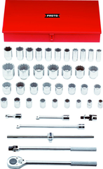 Proto® 3/4" Drive 42 Piece Combination Socket Set - 12 and 6 Point - Industrial Tool & Supply