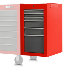 Proto® 550S Side Cabinet - 6 Drawer, Safety Red and Gray - Industrial Tool & Supply