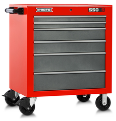 Proto® 550S 34" Roller Cabinet - 6 Drawer, Safety Red and Gray - Industrial Tool & Supply