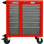 Proto® 550S 34" Roller Cabinet with Removable Lock Bar- 8 Drawer- Safety Red & Gray - Industrial Tool & Supply