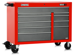 Proto® 550E 50" Power Workstation - 10 Drawer, Safety Red and Gray - Industrial Tool & Supply