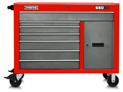 Proto® 550S 50" Workstation - 7 Drawer & 1 Shelf, Safety Red and Gray - Industrial Tool & Supply