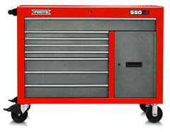 Proto® 550S 50" Workstation - 8 Drawer & 1 Shelf, Safety Red and Gray - Industrial Tool & Supply