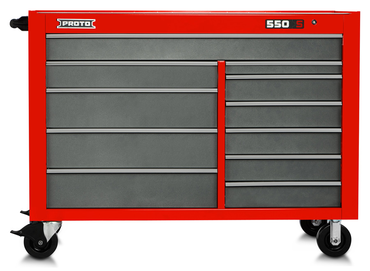 Proto® 550S 57" Workstation - 11 Drawer, Safety Red and Gray - Industrial Tool & Supply