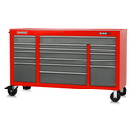 Proto® 550E 67" Power Workstation - 18 Drawer, Safety Red and Gray - Industrial Tool & Supply