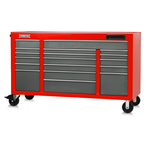 Proto® 550E 67" Front Facing Power Workstation w/ USB - 18 Drawer, Safety Red and Gray - Industrial Tool & Supply