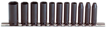 Proto® 1/4" Drive 11 Piece Deep Impact Socket Set - 6 Point - Industrial Tool & Supply