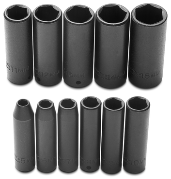 Proto® 1/4" Drive 11 Piece Metric Deep Impact Socket Set - 6 Point - Industrial Tool & Supply