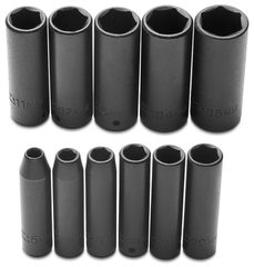 Proto® 1/4" Drive 11 Piece Metric Deep Impact Socket Set - 6 Point - Industrial Tool & Supply