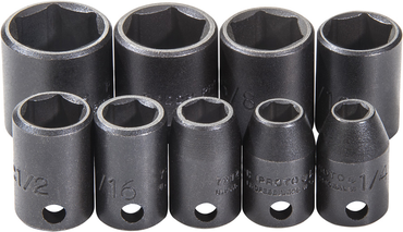 Proto® 3/8" Drive 9 Piece Impact Socket Set - 6 Point - Industrial Tool & Supply