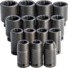 Proto® 3/4" Drive 15 Piece Deep Metric Impact Socket Set - 12 Point - Industrial Tool & Supply