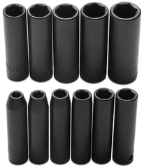 Proto® 3/8" Drive 11 Piece Metric Deep Impact Socket Set - 6 Point - Industrial Tool & Supply