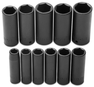 Proto® 1/2" Drive 11 Piece Deep Impact Socket Set - 6 Point - Industrial Tool & Supply