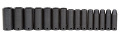 Proto® 1/2" Drive 15 Piece Deep Thin Wall Impact Socket Set - 6 Point - Industrial Tool & Supply