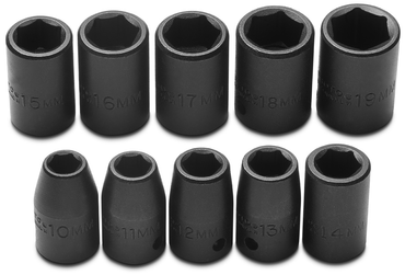 Proto® 1/2" Drive 10 Piece Metric Impact Socket Set - 6 Point - Industrial Tool & Supply